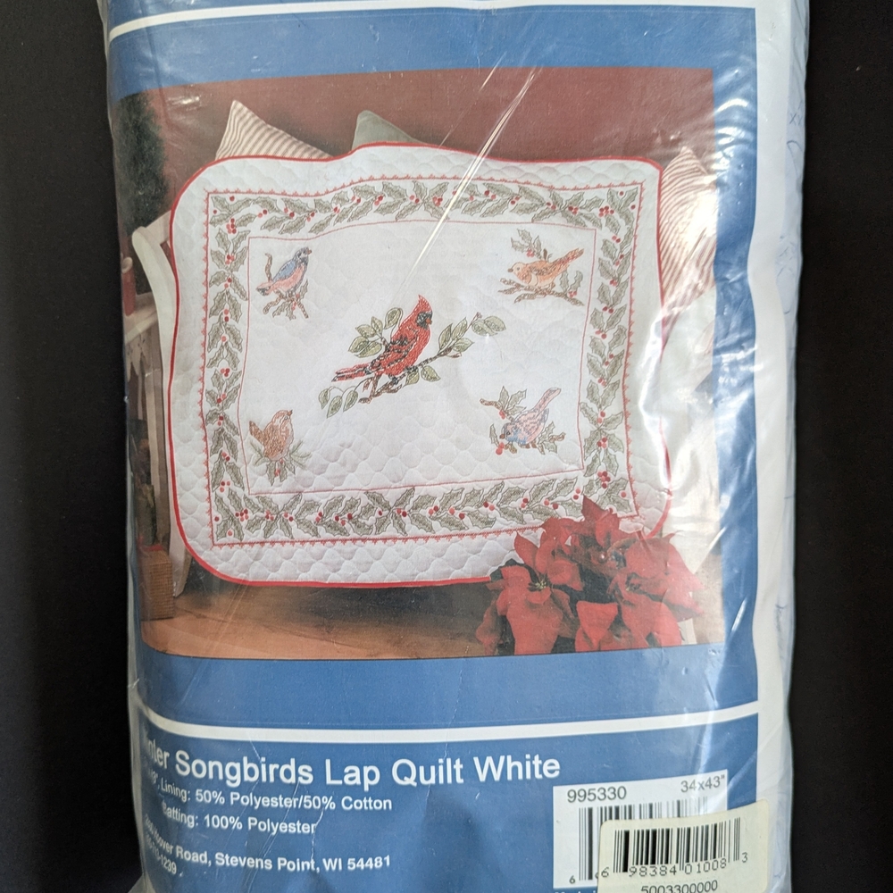 Winter Songbirds Lap Quilt Embroidery Kit 34" X 43" Sewing Crafts Cottagecore